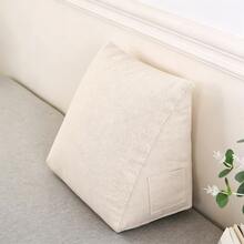1pc Beige Cotton Natural Color Lumbar Support Pillow, Multiple Sizes, Small Size, Chair Backrest Pillow For Reading, Large Back Pillow For Bed Headboard, Phone Use - Beige - View 4