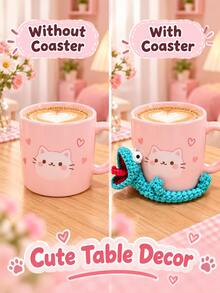 1pc Funny Novelty Lizard Hand Crochet Coaster & Storage Pad, Reptile Design Non-Slip Heat Insulation Reusable Cup Mat, Decorative Table Protector For Home Office Coffee Bar, Fall Holiday Decor, Perfect Gift For Christmas Thanksgiving & Animal Lovers - Multicolor - View 8
