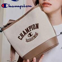 Champion Embroidered Canvas Bucket Bag, Colorblock Large Capacity Shoulder Bag, Vintage Casual Commuter Women's Bag - Light Brown - View 4