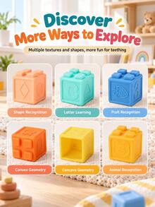 Soft Large Particle Rubber Building Blocks Stacking Toy, Baby Teething Chewing Toy, Human-Shaped Sensory Toy, Children's Toy, Christmas Gift - Multicolor - View 5