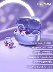 HYUNDAI X01/SU7 Wireless Bluetooth Earbuds AI Smart Translation Version Wireless Bluetooth Clip-On Earbuds Roland Purple With Snowflake/Butterfly/Tassel Luxury Ear Accessories - View 24
