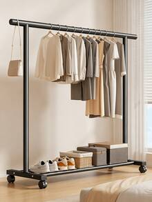 1pc Large Wheeled Clothes Drying Rack,(Adult Hangers Sold Separately) Floor-Standing Clothes Drying Rack, Coat Rack, With A Sturdy Structure, Space-Saving, Easy To Assemble, Suitable For Living Rooms, Bedrooms, Dormitories, And Apartments - Multicolor - View 6