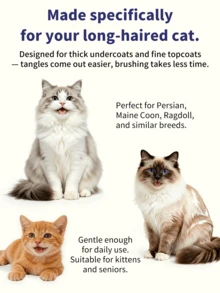 GJYC PET Cat Detangling Spray For Long Hair Cats – Keratin Leave-In Conditioner Softens & Prevents Tangles – Dematting Spray For Matted Fur, Gentle No-Rinse Formula, 3.38 Fl Oz - one-size - View 4