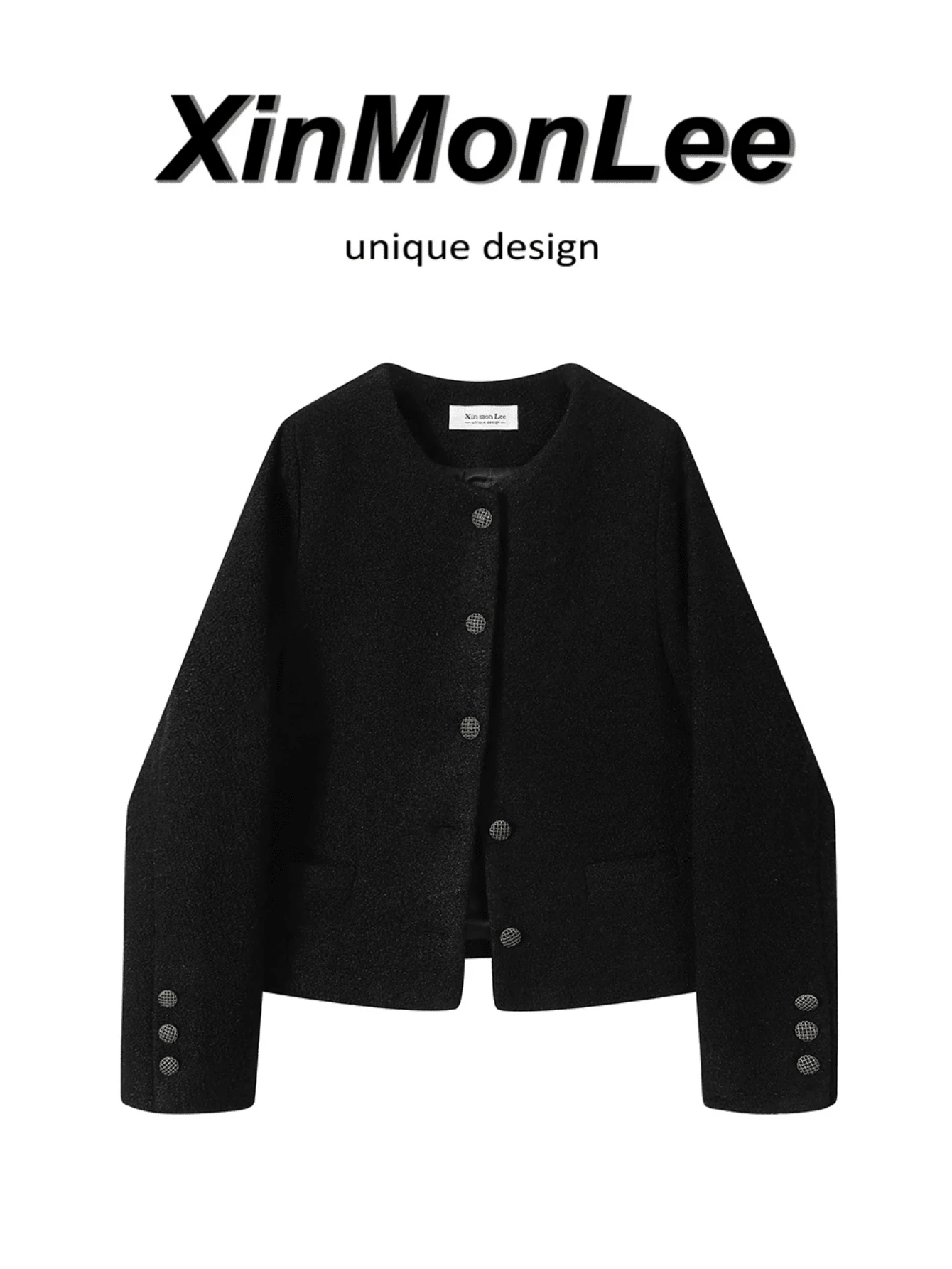 Vintage Elegant Lady High-End Padded Casual Short Jacket, Spring/Autumn, Elegant Travel & Vacation Wear - Black - View 1