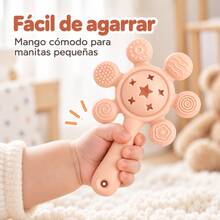 Silicone Baby Rattle Teether For 6-12 Months, Teething Toy With Rattle, Sensory Textures, Easy To Grip, , 1 Piece - Multicolor - View 5
