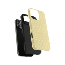 Cute White Polka Dot Fashion Yellow & White Polka Dot Phone Case, Aesthetic Accessory Compatible With IPhone 17, 16, 15, 14, 13, 12, 11 Pro Max Spring - Yellow - View 4