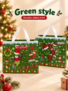 The Grinch Set Pembungkus Kado Natal, Tas Kado Liburan dengan Pegangan Tali, Tersedia Gaya Merah dan Hijau, Termasuk Kertas Pembungkus, Kartu Ucapan dengan Amplop dan Stiker, Perlengkapan Pengemasan Kado untuk Hadiah, Permen, Camilan, dan Suvenir Pesta. - J-Beraneka Warna - View 4