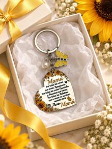 Keychain - Sunflower And Butterfly Pendant, Mother's Day Bag Charm - Multicolor - View 6