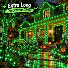 Green USB LED String Lights, Halloween Reel Fairy Lights, Spooky Green Decorative Lights For Haunted House, Porch, Window, Yard, Garden, Halloween Party And Christmas Tree Decor - Green - View 7