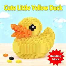 1500pcs Yellow Duck Building Blocks Set - STEM Learning Toy, Includes Interlocking Blocks, DIY Assembly Kit, Creative Toy, Multi-Color (Yellow/Black/Orange) - Home Office Decor/Christmas Gift - Multicolor - View 5