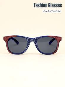1 Pair Unisex Kids Square Frame Spider Web Cartoon Pattern Classic Retro Casual Fashion Glasses Suitable For Daily Wear, Vacation, Holiday And Party - A - View 17