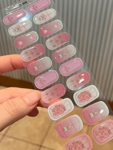 聖誕半固化凝膠美甲貼片 20片裝 長效沙龍級美甲貼紙 易貼易撕 UV燈使用 - 彩色 - 查看 6