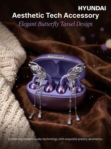 HYUNDAI X01/SU7 Wireless Bluetooth Earbuds AI Smart Translation Version Wireless Bluetooth Clip-On Earbuds Roland Purple With Snowflake/Butterfly/Tassel Luxury Ear Accessories - View 9