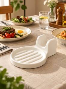 2 piezas Fregadero redondo con drenaje, con orejas curvas dobles para apoyar olla, espátula y cuchara de sopa, diseño integrado de recolección de agua para una recolección de sopa conveniente, adecuado para estufa de cocina, combinando funciones de almacenamiento y decoración de cocina - Ver 7