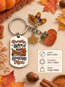 Pumpkin Spice Keychain Maple Leaf Acorn Pumpkin Charm Fall Key Ring Autumn Gift - Multicolor - View 3