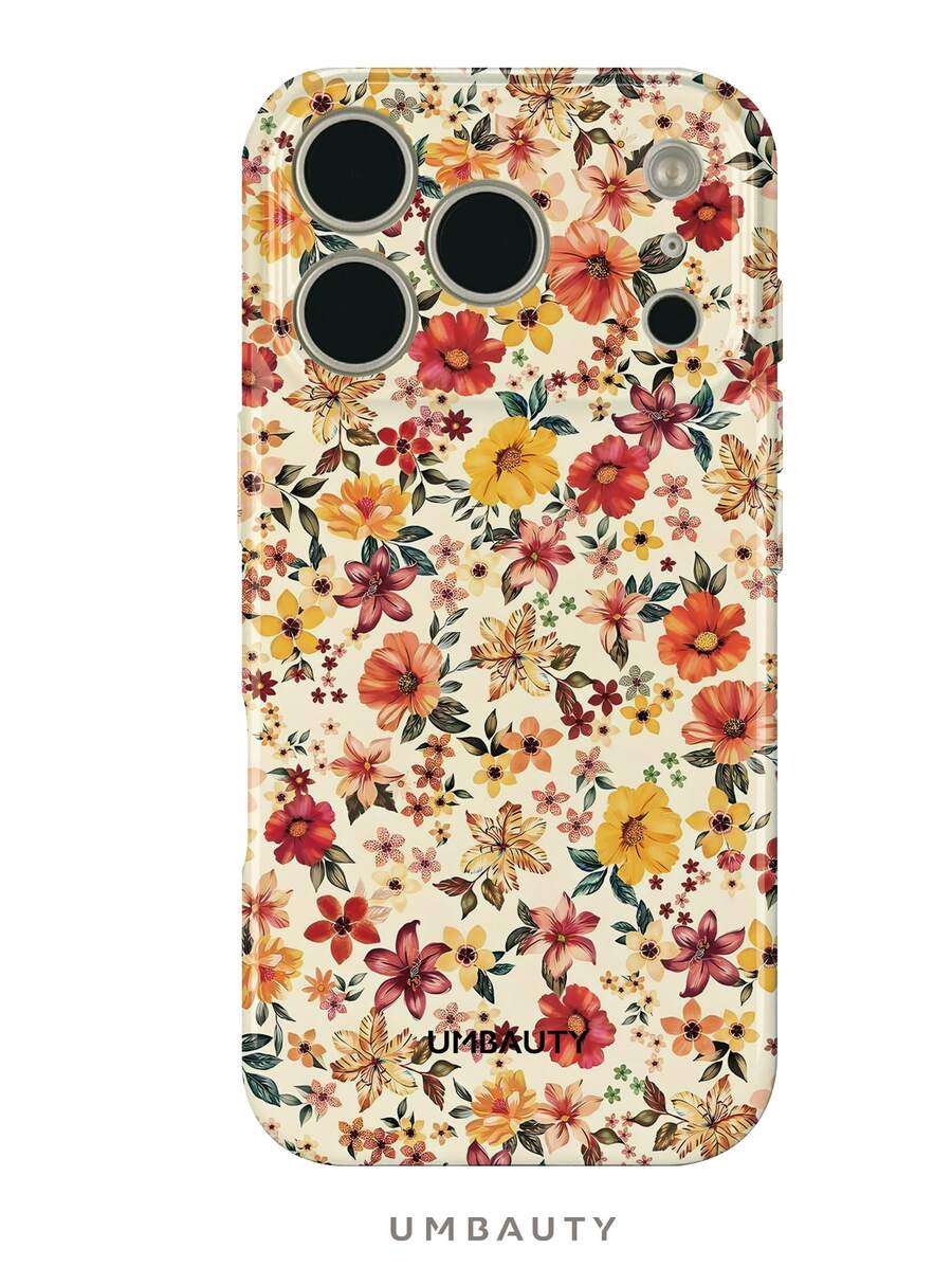 UMBAUTY 1pc Vintage Floral Pattern Design, Compatible With Phone 18 Pro Max, Fits Apple 18/17/16/15/14/13/12/11 Pro Max/Plus/Mini 17e, Full Coverage High-Definition Printed Soft Shell Phone Case, Screen/Lens Raised Protection, Unisex, Ideal Gift For Girlfriend On Halloween, Valentine's Day, Easter, Wedding Season And Birthday - Multicolor - View 1