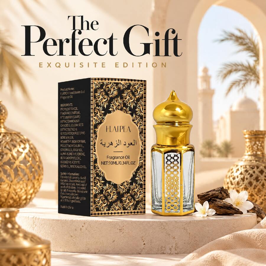 FLATPEA Arabic Dubai Style Alcohol-Free Perfume Oil , Rich Warm Woody Amber Base Scent Middle Eastern Fragrance, Portable Dropper Design, Gentle And Long-Lasting Concentrated Perfume, Elegant For Daily And Romantic Dates,Gift For Men And Women