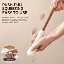 2-In-1 Push-Pull Cup Brush, Automatic Squeeze Sponge Bottle Brush With Long Handle, All-Around Cleaning Brush For Baby Bottles, Cups And Glasses - Multicolor - View 2