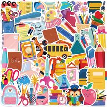 50pcs/Set Cute School Supply Theme Stickers, Colorful Learning Element Decals For Notebook & Water Bottle Decor - Multicolor - View 3