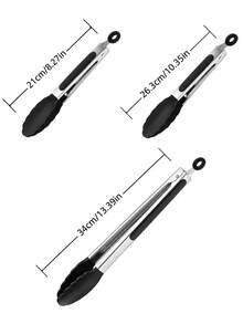 Set Penjepit Dapur Stainless Steel 3 Buah, Penjepit Makanan Ukuran Besar, Sedang, dan Kecil dengan Ujung Silikon Anti Selip dan Cincin Gantung, Penjepit Masak Multifungsi untuk Memanggang, Steak, Salad, Membakar, BBQ, Menyajikan, dan Aksesori Dapur Rumah Tangga - MultiWarna - View 4