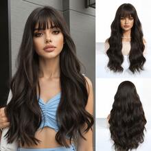 26 Inch Long Straight Wig With Bangs For Women, Heat Resistant Synthetic Full Head Wig, Pastel Pink / Dark Tea / Cool Brown Natural Wig For Daily Wear, Cosplay & Party - Baby Pink - View 2