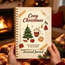 1PC Cozy Christmas Spiral Journal Notebook, Vintage Sticker‑Style X‑Mas Cover With Hot Cocoa Cookies Tree, Seasonal Holiday Note Book, Christmas Keepsake Diary, Xmas Gift For Women, Christmas, Back To School - A - View 2