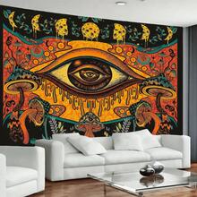 Bohemian Tapestry Wall Decor With Giant Eye And Melting Mushroom Pattern, Living Room Bedroom Background, Halloween Decoration - Multicolor - View 3