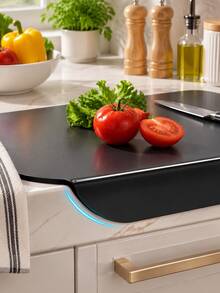 Vegetable Cutting Board, Anti-Slip Transparent Black Cutting Board With Edge, Suitable For Kitchen Countertop, Dishwasher And Kitchen Accessories (39x33cm, 3mm Thick) - Multicolor - View 4