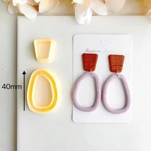 Autumn/Winter Asymmetrical Geometric Shape Polymer Clay Cutters, Suitable For Earring Making, Fan-Shaped Earring Clay Cutter, Flower-Shaped Clay Cutter, Polymer Clay Jewelry Pattern Making Set, Suitable For Beginners, DIY Earring, Necklace, Pendant, Brooch Cutting Tools - Multicolor - View 11