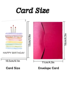 12-Pack Unique Watercolor Birthday Card Set With Envelopes - Birthday Theme Design - Suitable For Everyone As Gift Cards - 12pcs(Envelope X 6 + Card X 6)B - View 2
