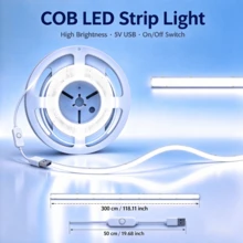 High Brightness COB LED Strip Light, Flexible LED Light Bar, USB Powered, With Button Switch, TV Background Decoration Light, Easy Installation, Suitable For TV Background, Bedroom, Living Room, Hallway, Kitchen, DIY Decoration - White - View 12