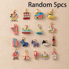 3/5pcs Copper Fairy Tale Amusement Park Style Fashion Heart Flower Charm Pendant, For Handmade DIY Jewelry Making Necklace Bracelet Earrings Bag Chain Keychain Keyring - Multicolor - View 6