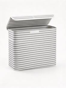 Minimalist Striped Fabric Storage Box With Lid, Foldable Thickened Fabric Storage Bin With Label Pocket, Rectangular Organizer Bucket For Clothes, Toilet Paper, Toys, Suitable For Bedroom, Bathroom, Closet, Home Daily Storage - Multicolor - View 14