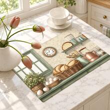 (Hot !!) 1pc 2D Kitchen Pattern, Flat Stove Protector Mat And Non-Slip Heat-Resistant Rubber Stove Cover Mat Suitable For Induction Cooktop, Glass Cooktop And Multi-Functional Anti-Scratch Mat, Also Best Choice For Oven, Washing Machine, Dryer And Kitchen Decoration. - Multicolor - View 3
