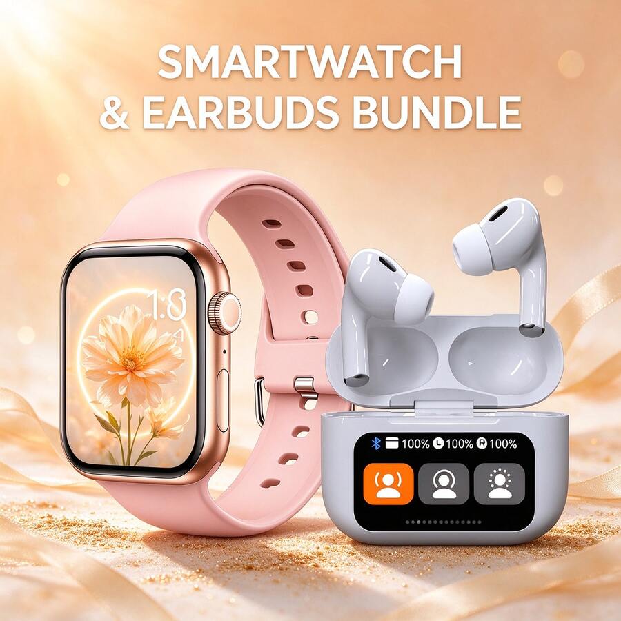 ZhiKexing Smart Sports Watch + Touchscreen Earbuds Combo Set, 2.01-Inch HD Display, Zinc Alloy Body, Supports Wireless Calling, Music Playback, Message Notifications, Smart Watch With Calculator, Alarm Clock And Other Multi-Function Sports Watch, Compatible With Android And IOS Systems, Fashionable And Modern Design, Ideal Gift For Men, Women, Lovers Or Parents - View 1