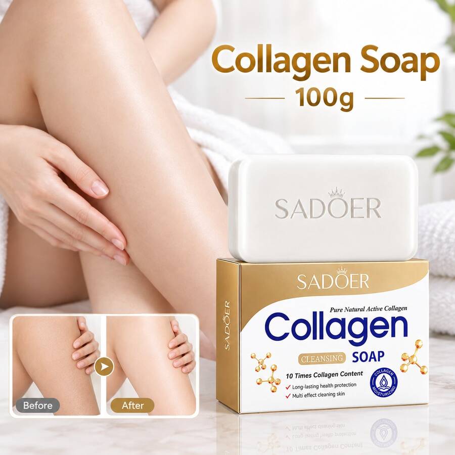 SADOER 1塊骨膠原多效淨化手工皂，清爽不油膩，美白淡斑、亮白肌膚，深層清潔控油沐浴皂，保濕潔淨，溫和配方，適合所有膚質 - 多種 - 查看 1