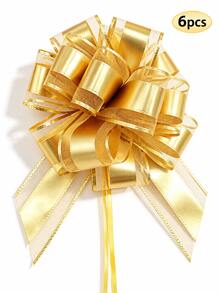 20/6/1pc 6 Inch Pull Bows For Xmas Gift Wrapping,Gold Christmas Gift Wrap Bows, Multicolor Wrap Accessory, For Gift Baskets, Present, Holiday, Valentine, Wedding Party Decor - Multicolor - View 14