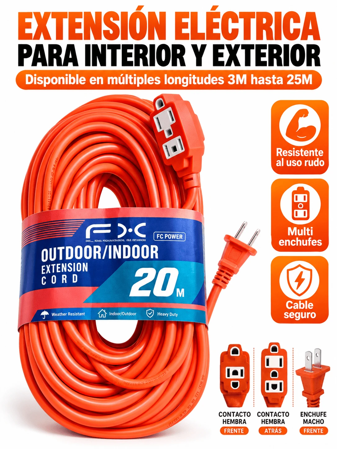 Household Extension Cord, 3M/5M/7M/15M/20M/25M, Multi-Outlet