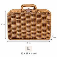 1pc Woven Handbag Cosmetic Storage Box, Wedding Gift Box, Bridesmaid Gift Box, Rattan Storage Basket, Travel Camping Photo Prop, Autumn Home Decor, Christmas Home Decor - Brown - View 13