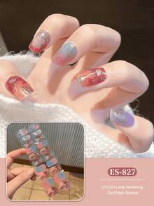 Christmas Semi Cured Gel Nail Strips, 20Pcs Long Lasting Salon Quality Wraps, Easy Apply & Remove Gel Nail Stickers With UV Light - Multicolor - View 8