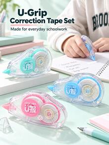 3/6pcs U-Grip Quick Correction Tape Set, 15m Each Large Capacity Portable White Out Tape, Smooth Correction Roller For Students, Homework, Office Workers, School Supplies & Office Stationery - Multiple Options Available - View 1