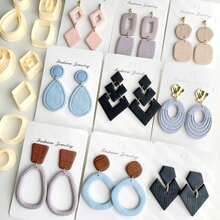 Autumn/Winter Asymmetrical Geometric Shape Polymer Clay Cutters, Suitable For Earring Making, Fan-Shaped Earring Clay Cutter, Flower-Shaped Clay Cutter, Polymer Clay Jewelry Pattern Making Set, Suitable For Beginners, DIY Earring, Necklace, Pendant, Brooch Cutting Tools - Multicolor - View 3