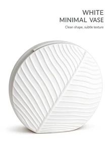 1PC Leaf Texture Vase, Embossed Leaf Decor Vase, Minimalist Round Vase, Modern Home Decor, Desktop Flower Holder, Sculptural Home Ornament, Housewarming Gift - Leaf Vase - View 11