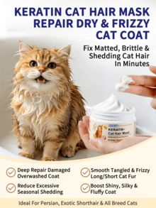GJYC PET Masker Rambut Keratin untuk Kucing – Perawatan Mendalam untuk Memperbaiki Bulu Kering dan Rusak – Mengembalikan Kelembutan & Kilau – Mengurai & Mengurangi Kerontokan – Semua Ras, 3,53 Oz - Satu-Ukuran - View 3
