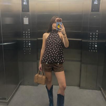 Women's Vintage Polka Dot Print Spaghetti Strap Top, Sleeveless Backless Summer Cover-Up