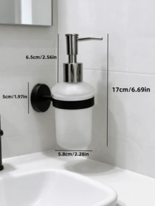 1 Set Stainless Steel Soap Dish, Wall-Mounted Soap Dispenser, Shower Gel Bottle, Hand Wash Bottle, Bathroom Storage Rack - Multicolor - View 3