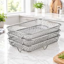 Stainless Steel Multi-Function Steamer/Roasting Rack - Multi-Purpose: Steamer Rack/Oven Cooling Rack/Cooling Rack, Compatible With Various Pots And Air Fryers, Kitchen Accessory - Silver - View 6