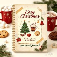 1PC Cozy Christmas Spiral Journal Notebook, Vintage Sticker‑Style X‑Mas Cover With Hot Cocoa Cookies Tree, Seasonal Holiday Note Book, Christmas Keepsake Diary, Xmas Gift For Women, Christmas, Back To School - A - View 5