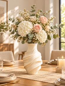 1pc Luxury Sculptural Vase, Streamlined Pleated Design, Fashion Decorative Vase, Suitable For Roses, Hydrangeas, Dried Flowers And Greenery, Modern Home Decor, Suitable For Living Room, Bedroom And Dining Table, Home Decor, Living Room Decor, Bedroom Decor - Multiple Styles - View 3