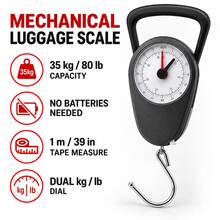 1PC Dual Scale Mechanical Scale Kg/Lb Dual Display With 1M Ruler Portable Handheld Scale Suitable For Fishing Weight Measurement And Length, Travel Luggage Overweight Prevention - Multicolor - View 5